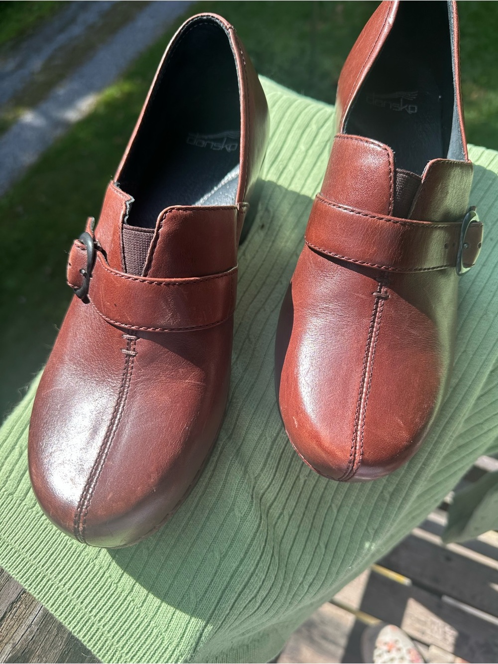Dansko Women’s Brown Leather Slip-On Loafers with Buckle Strap Size 9.5 US, EU40